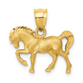 14k Satin Diamond-cut Horse Pendant