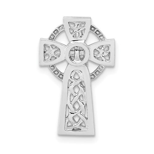 14k White Gold Polished Celtic Cross Slide