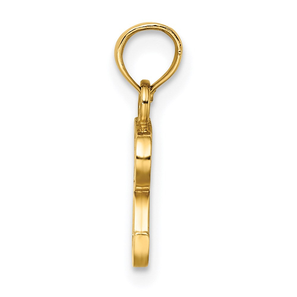 14K Polished Block Letter R Initial Pendant
