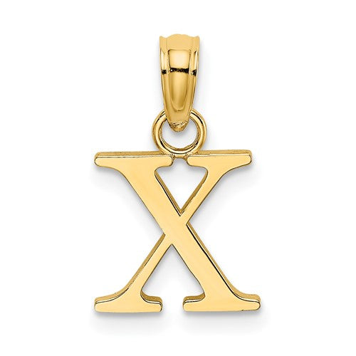 14K Polished Block Letter X Initial Pendant