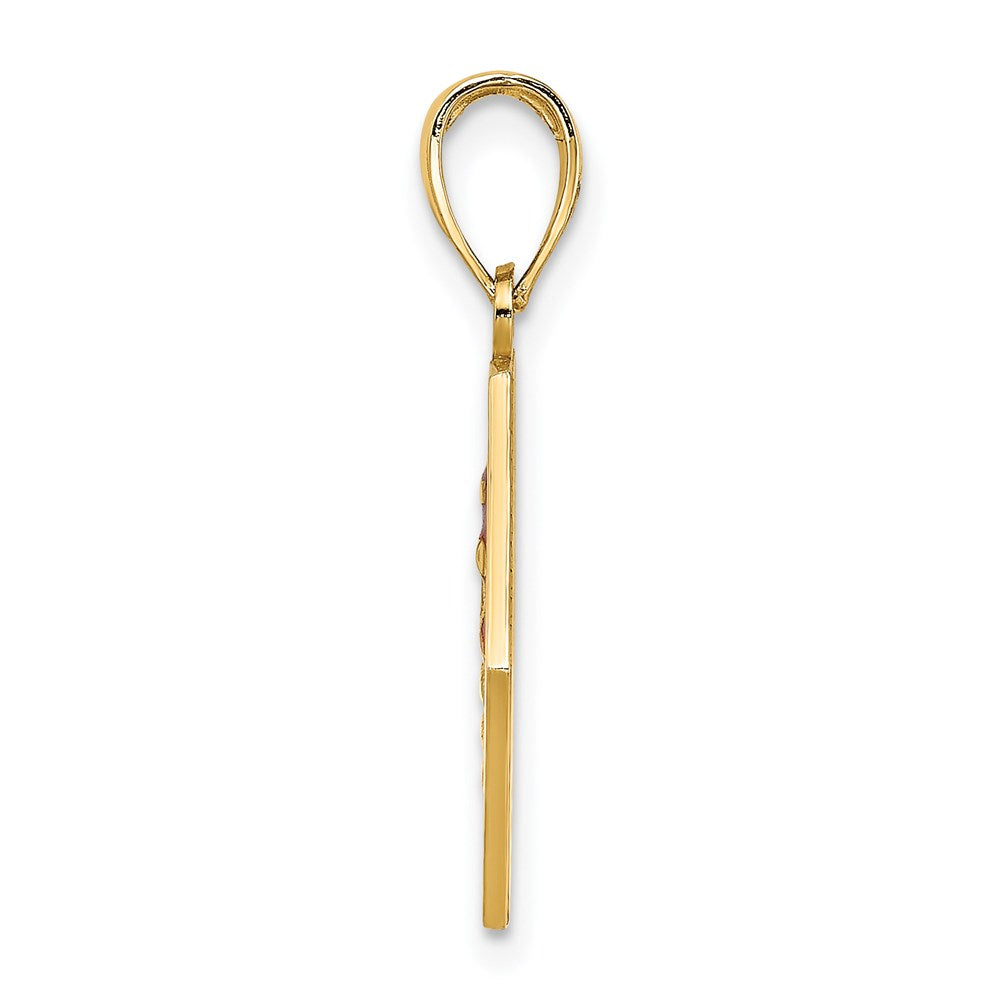 14K Enameled Textured Back Caduceus Medical Disc