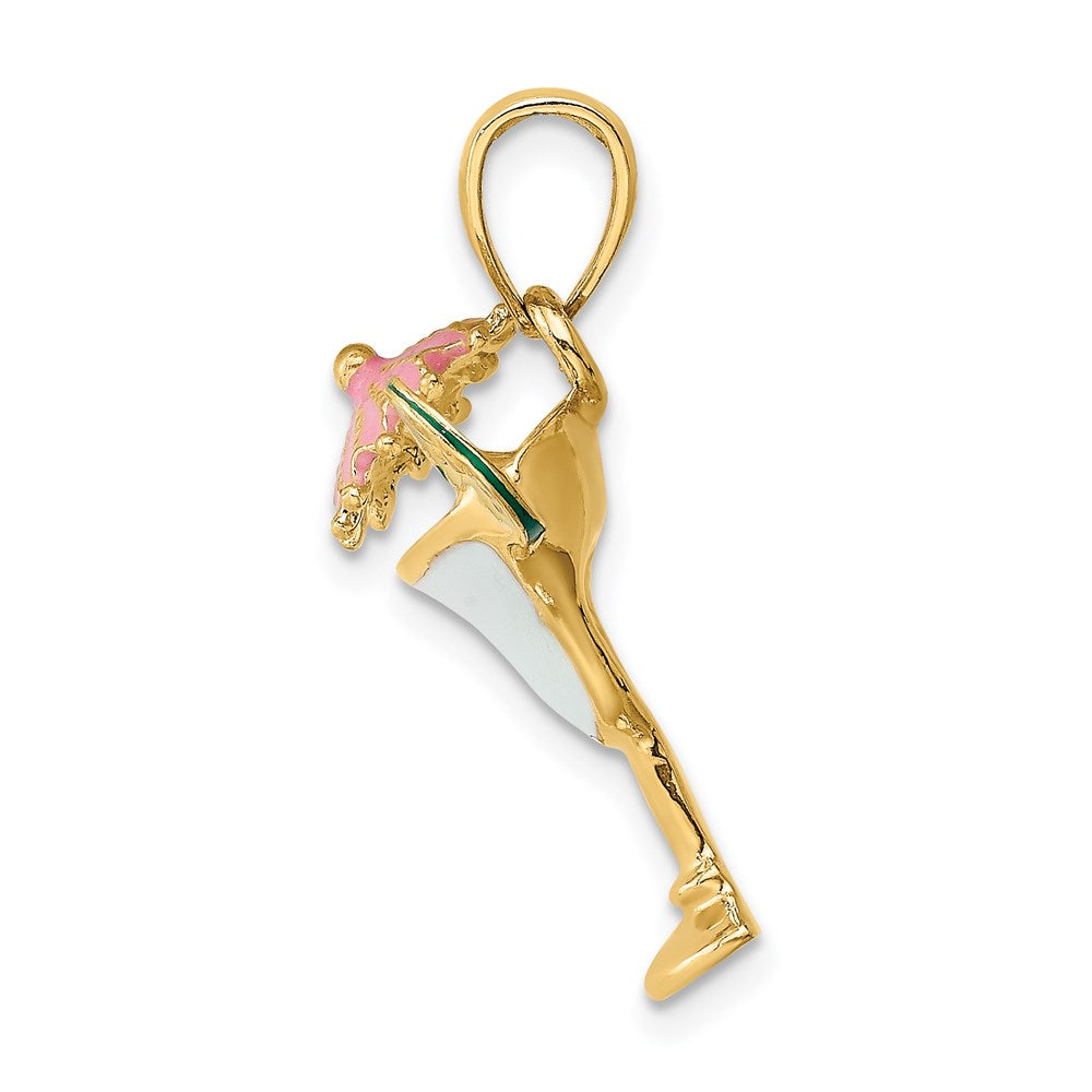 14K Enameled Margarita Drink w/ Umbrella and Lime Charm