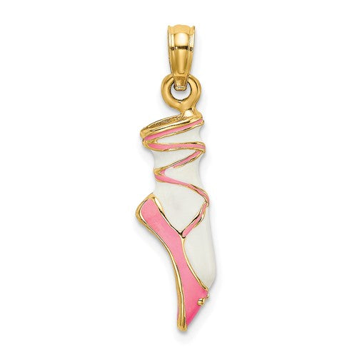 14K 3-D Enamel Ballet Shoe Charm