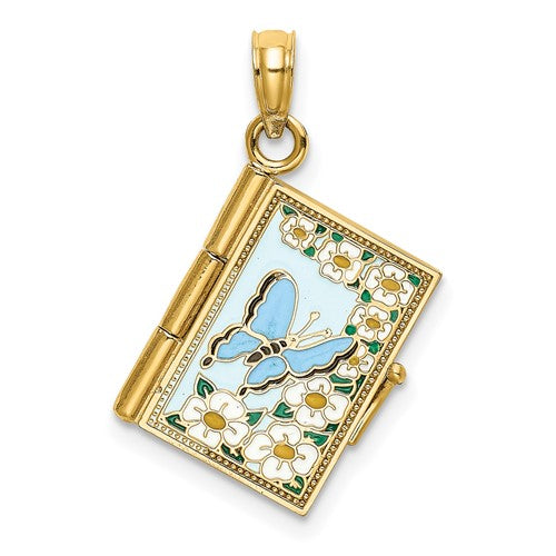 14K 3-D w/ Enamel Ecclesiastes Book w/ Moveable Pages Charm
