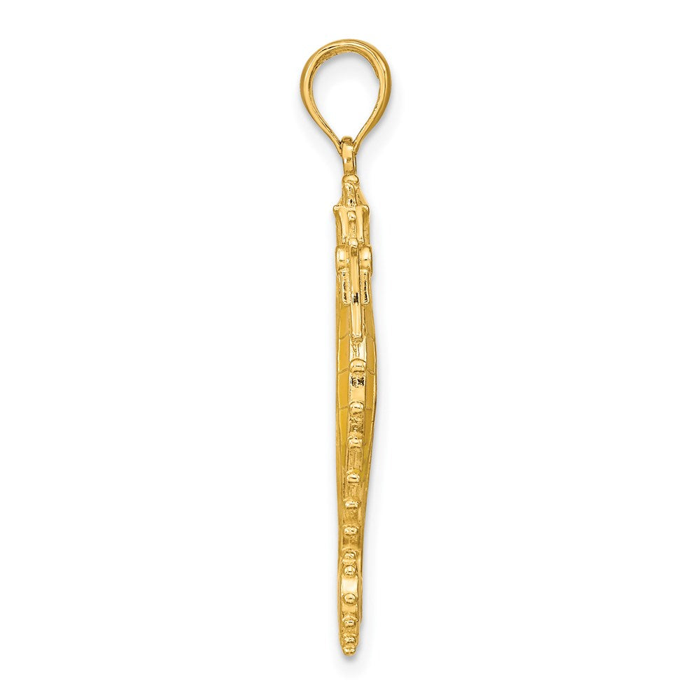 14K 3-D Yellow Enamel Seahorse Charm