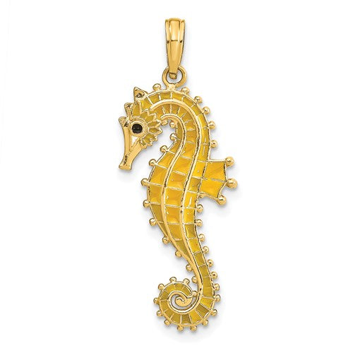 14K 3-D Yellow Enamel Seahorse Charm
