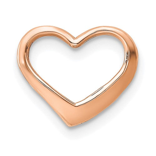 14K Rose Polished Heart Chain Slide