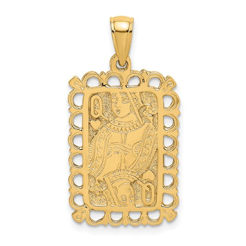 14K Queen Playing Card Charm