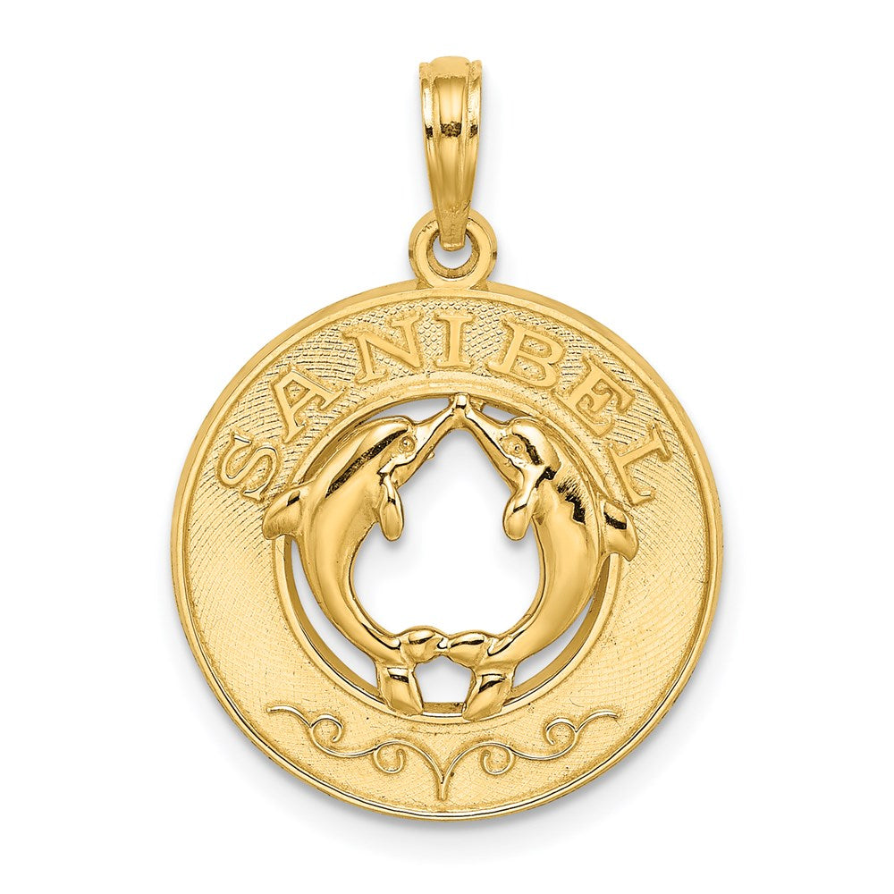 14K SANIBEL w/Dolphins Circle Charm