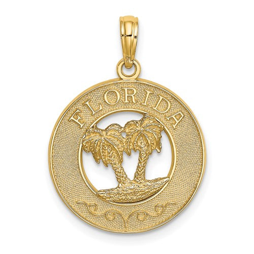 14K FLORIDA w/Double Palm Tree Circle Charm