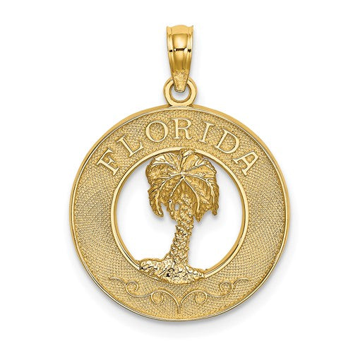 14K FLORIDA w/Palm Tree  Circle Charm