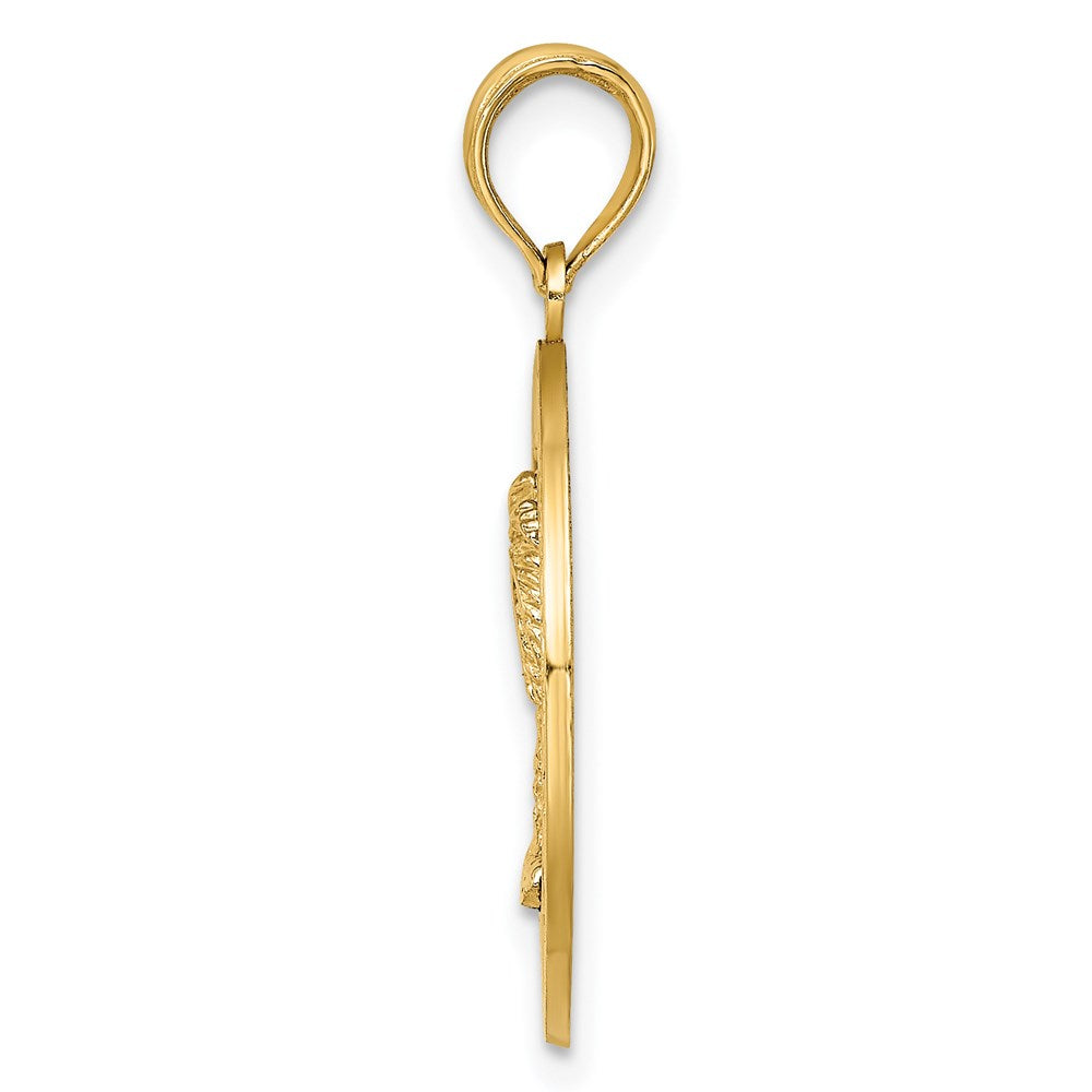 14K SAINT AUGUSTINE w/Palm Tree Circle Charm