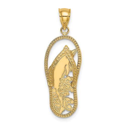 14K Polished Dolphin Flip-Flop Charm