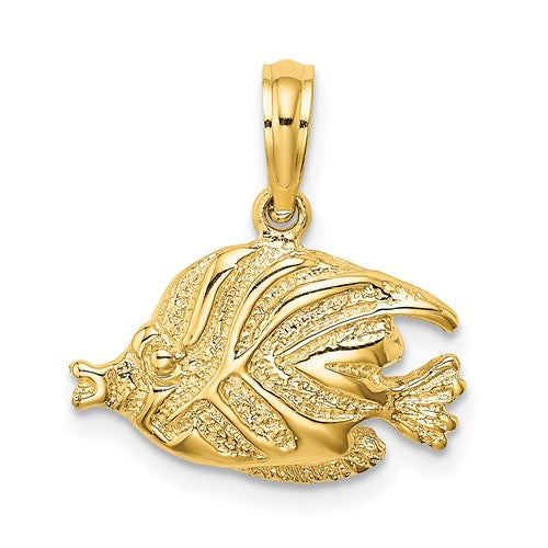 14K Polished Engraved FISH Charm
