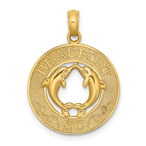 14K BEAUFORT SC w/Dolphins Circle Charm