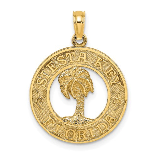 14K SIESTA KEY FLORIDA  w/Palm Tree Circle Charm