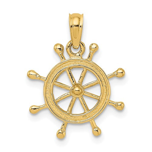 14K 2-D Ship Wheel Charm