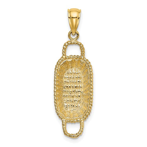 14K 3-D 2 Handles Rectangular Basket Charm