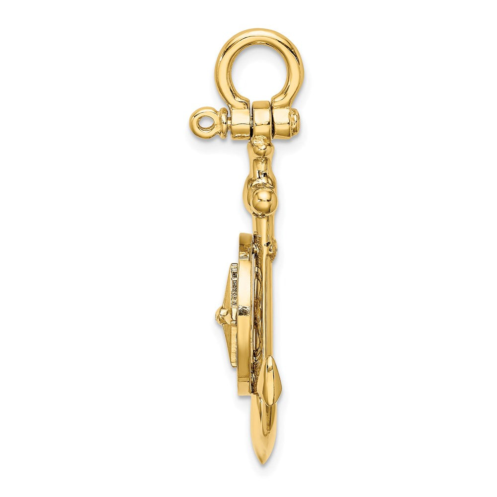14K 3-D Small Anchor w/ Nautical Compass w/ Shackle Bail Charm