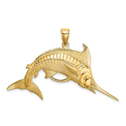 14K 3-D Polished /Satin Blue Marlin Charm