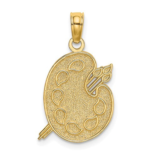 14K Engraved Textured Painters Pallet Charm