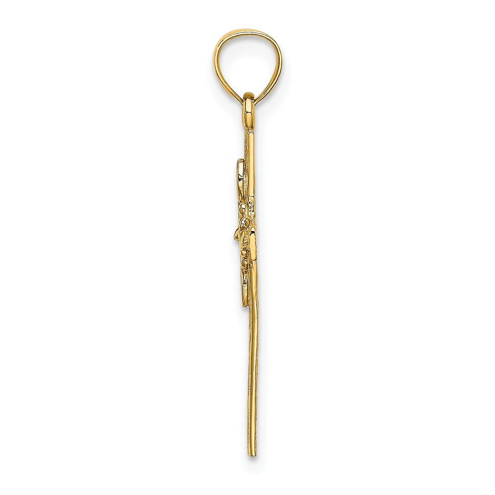 14K Cross w/ Flower Charm