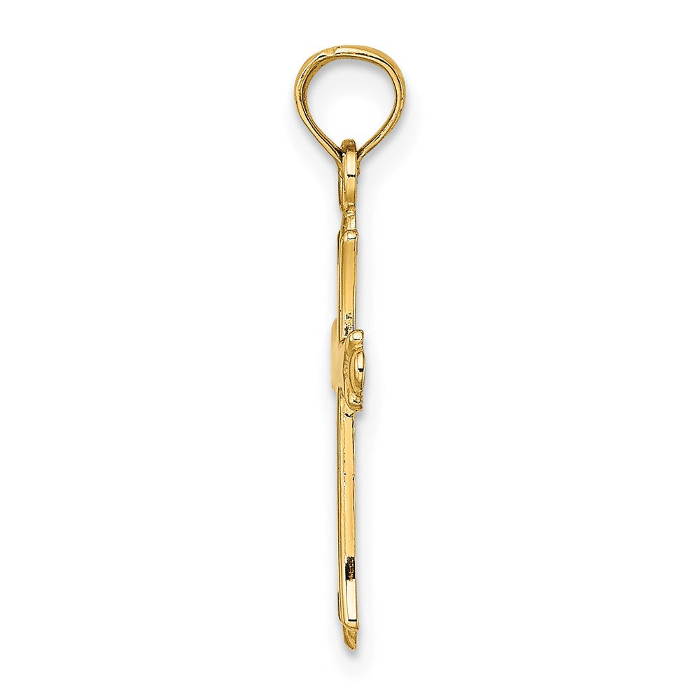 14K 2-D  Polished Cross Charm