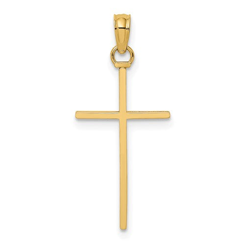 14K 3-D and Polished Stick Cross Charm