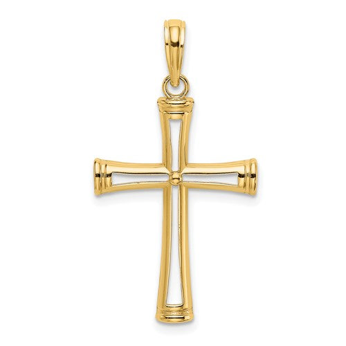 14K Polished and Cut-Out Cross