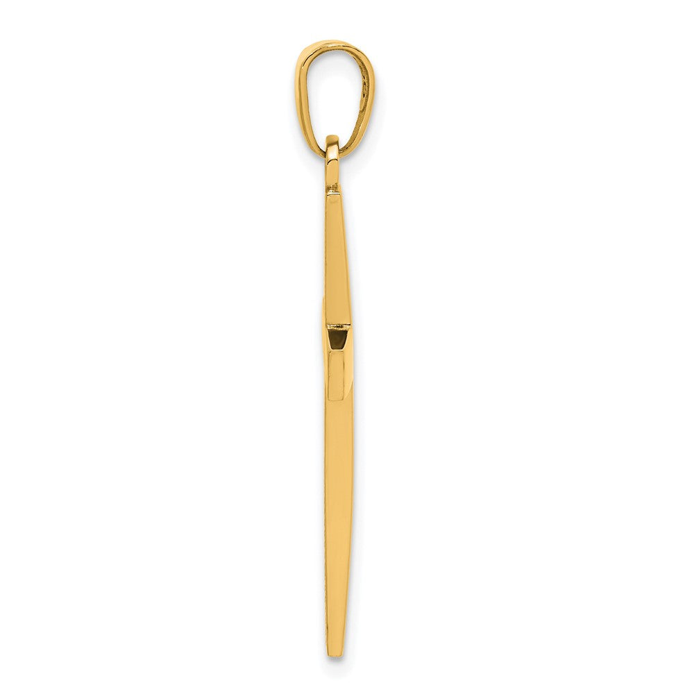 14K Polished Beveled Cross Charm