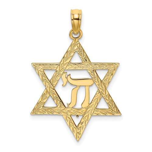 14K Star of David W/ Chi Center  Charm