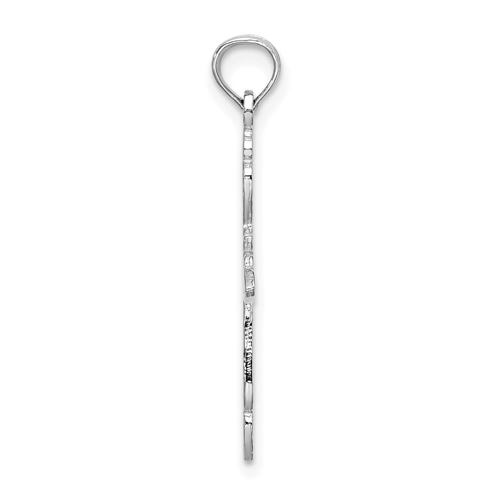 14K White Gold Polished and Cut-Out Cross Charm