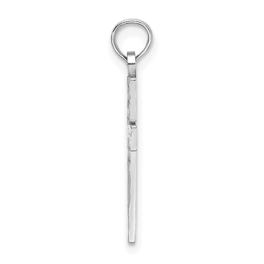 14K White Gold D/C Block Cross  Charm