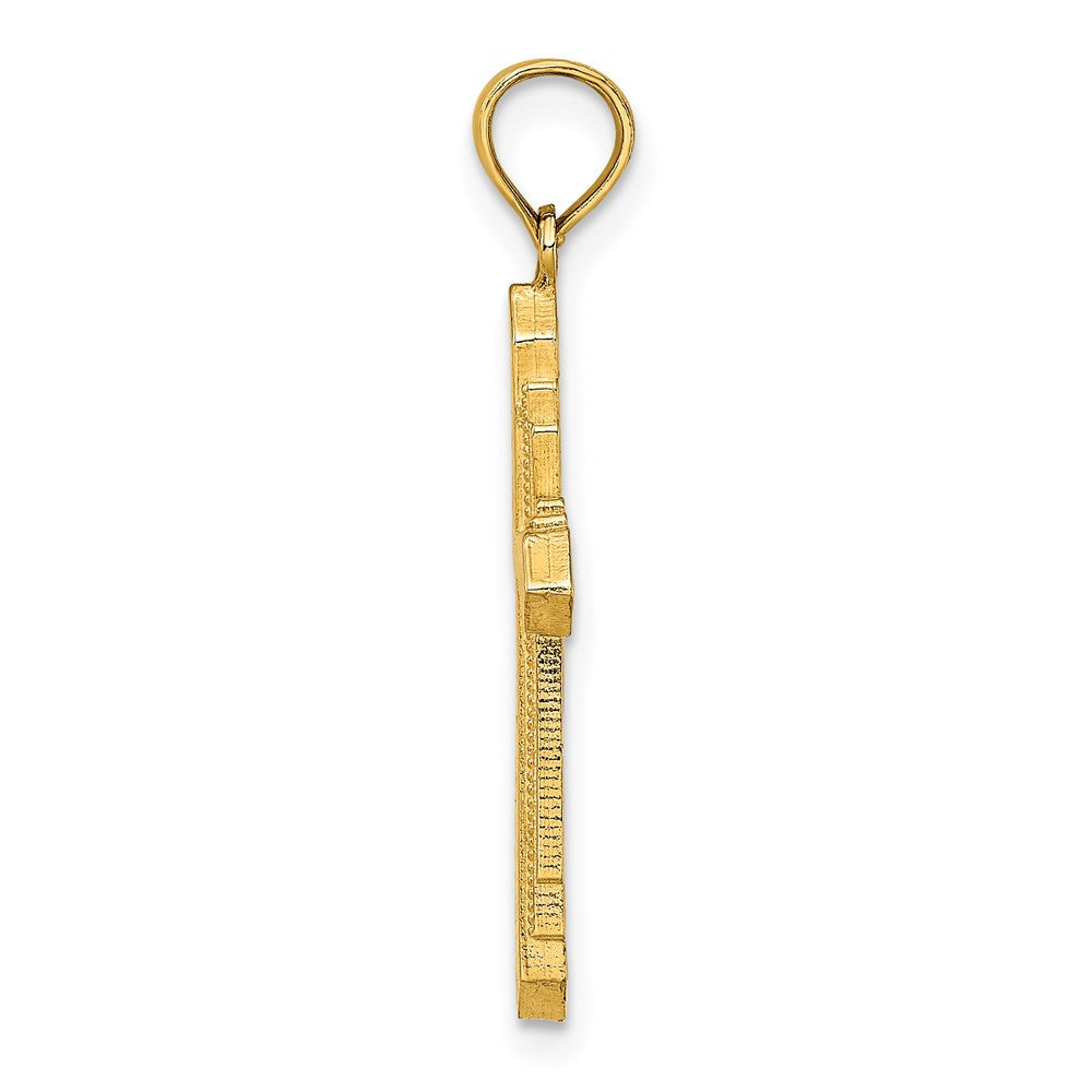 14K Solid Beaded Cross Charm