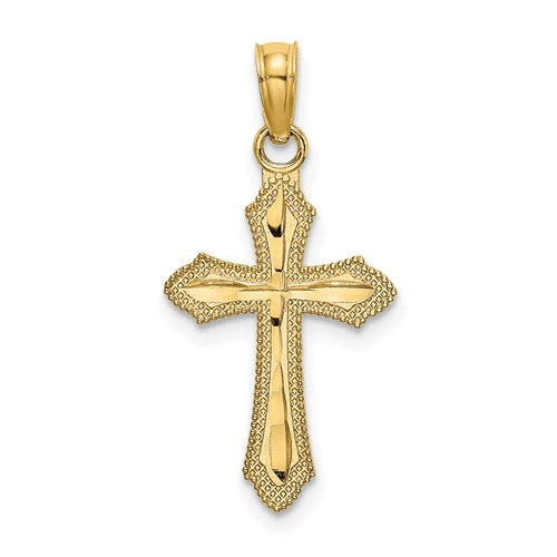 14K D/C w/ Beaded Edge Cross Charm