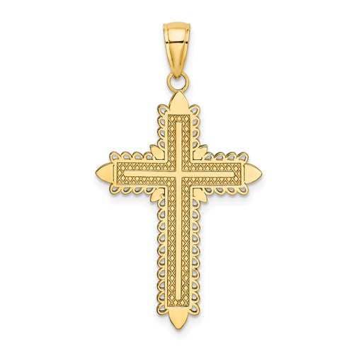 14K w/ Lace Border Cross Charm