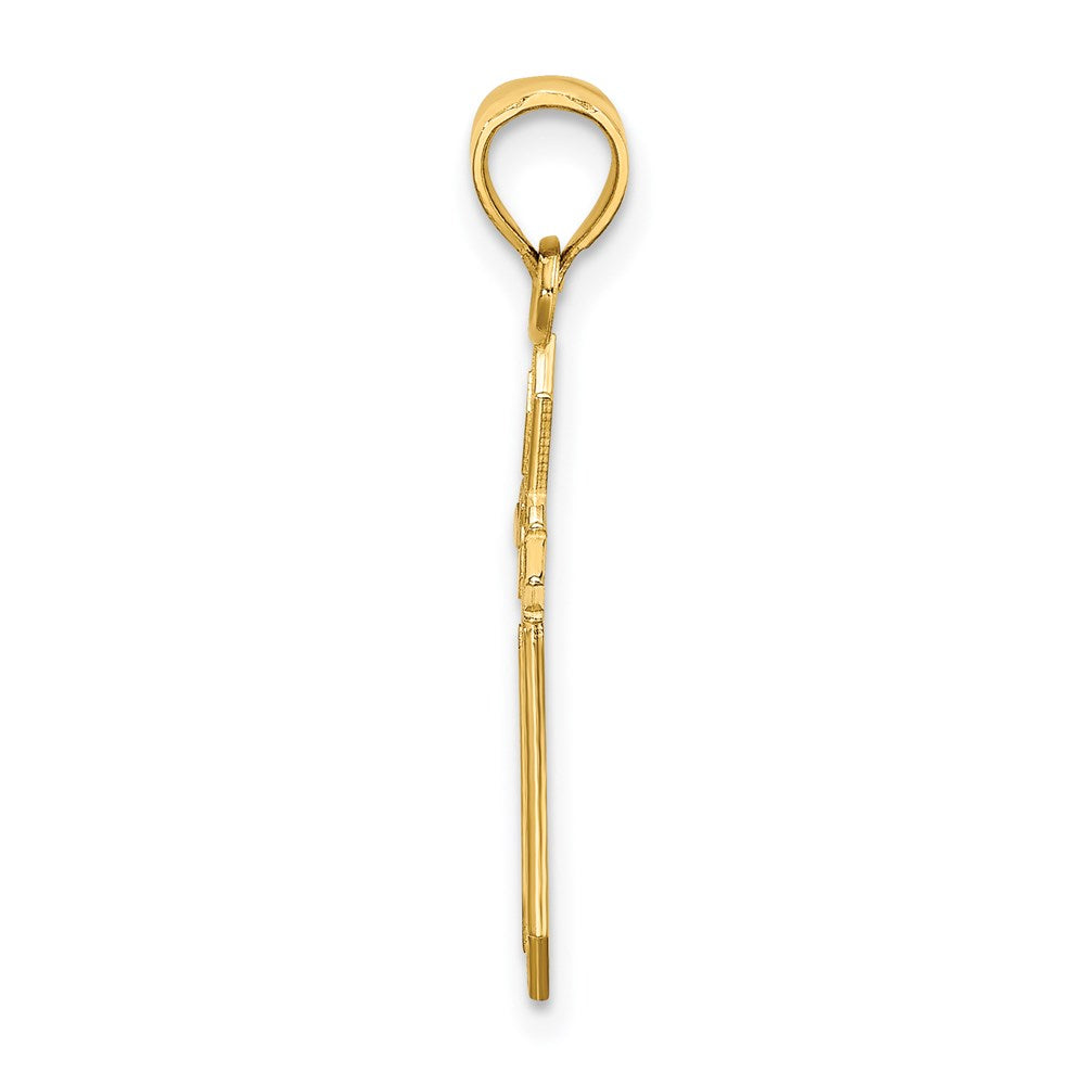 14K w/ Engraved Edges Cross Charm