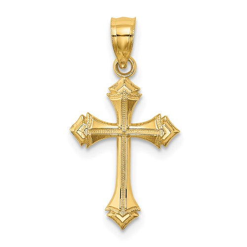 14K Textured w/ Arrow Ends Cross Charm