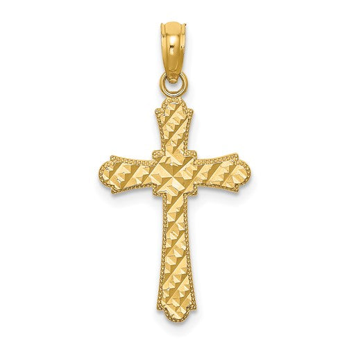 14K D/C Striped Cross Charm