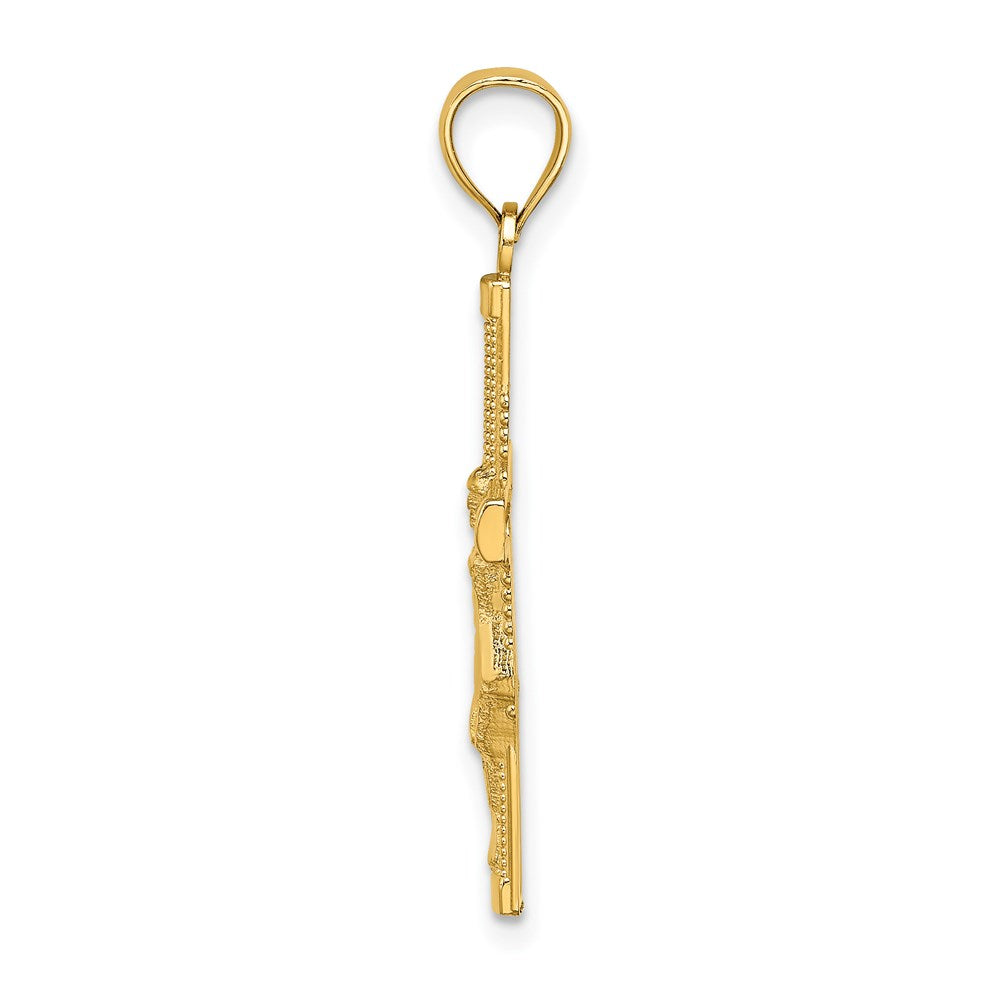 14K Beaded Accent Crucifix Charm