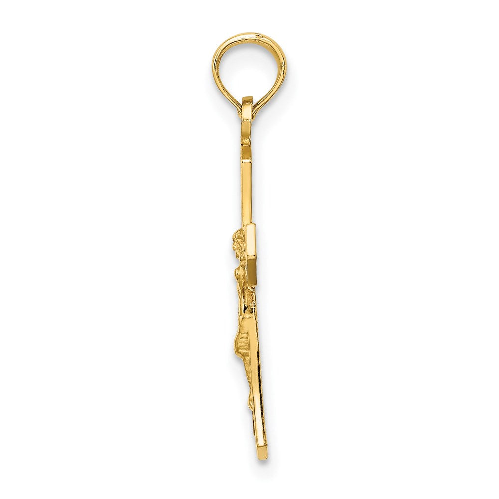 14K Crucifix W/ Beveled Edges Charm