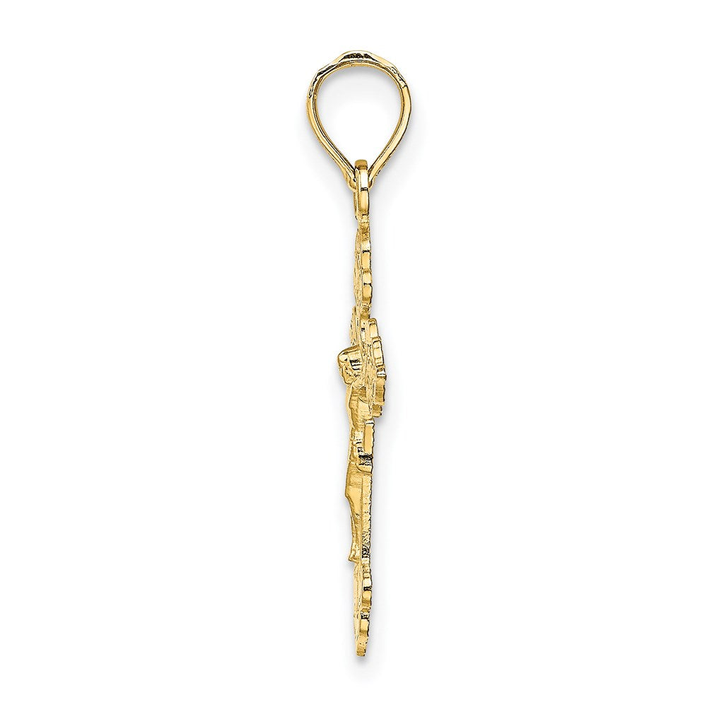 14K Crucifix W/ Fancy Tips Charm