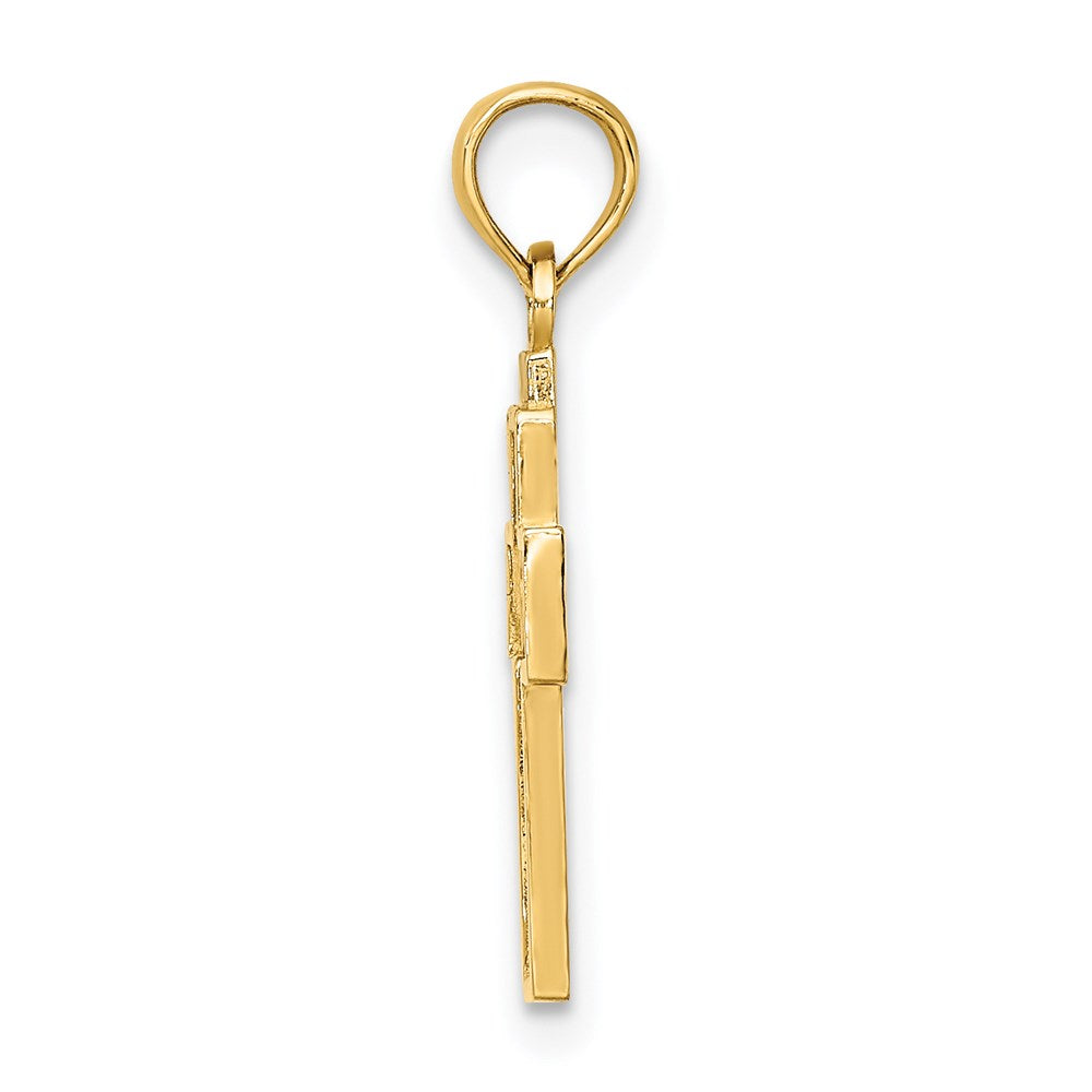 14K Cut-Out Heart Design Cross Charm