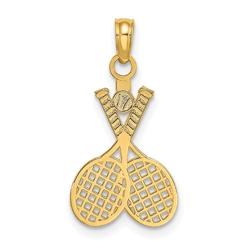 14K Double Tennis Racket w/ Ball Charm