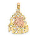14k Two-tone I HEART MEXICO  w/ Eagle Charm