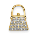 14K W/ Rhodium Textured and Polished Purse Charm