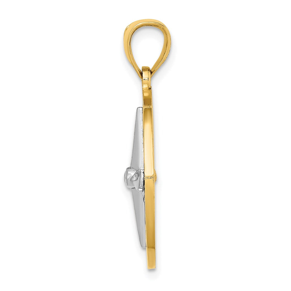 14K Nautical Compass w/White Gold Needle Charm