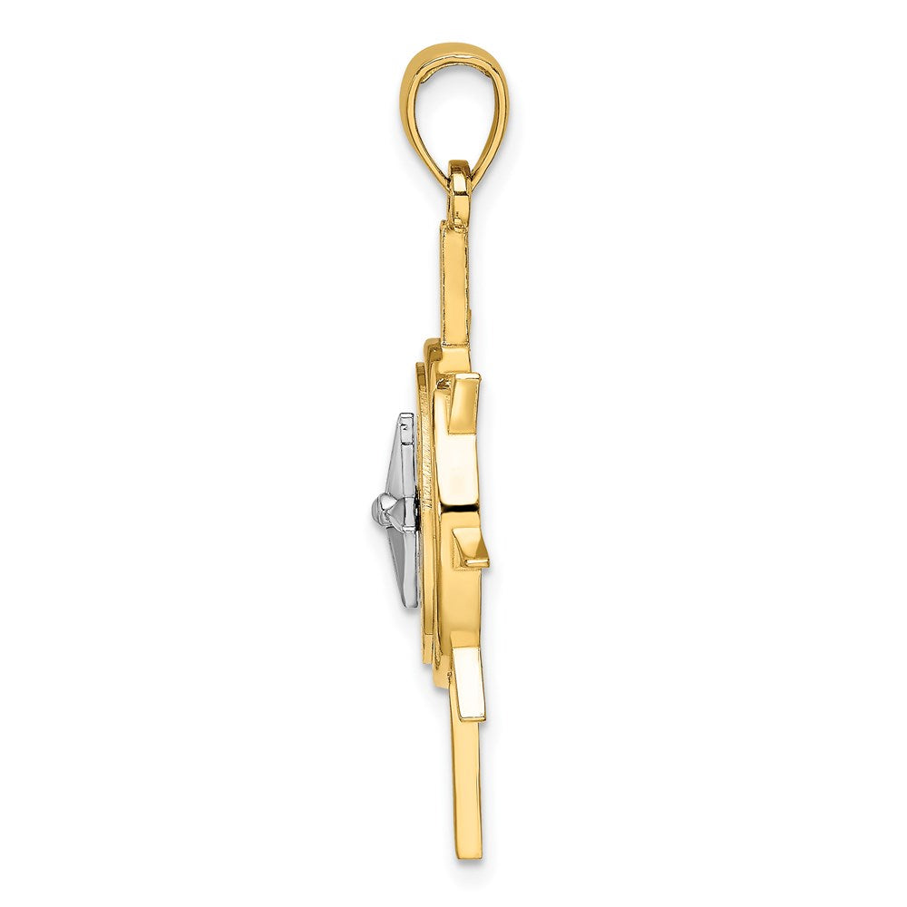 14K Two-Tone Star w/ Nautical Compass Charm