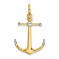 14K w/Rhodium 3-D Anchor w/Long T Bar and Shackle Bail Charm