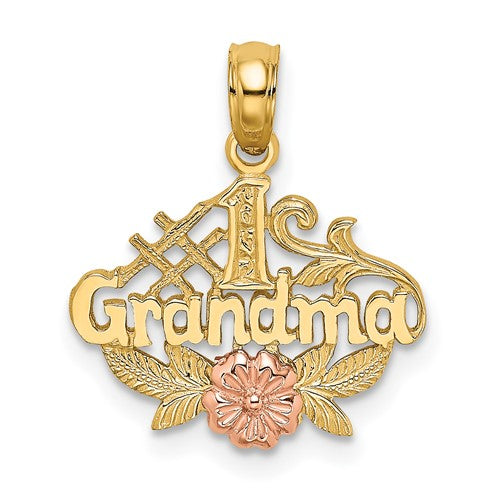 14k Two-Tone #1 GRANDMA w/ Flower Charm